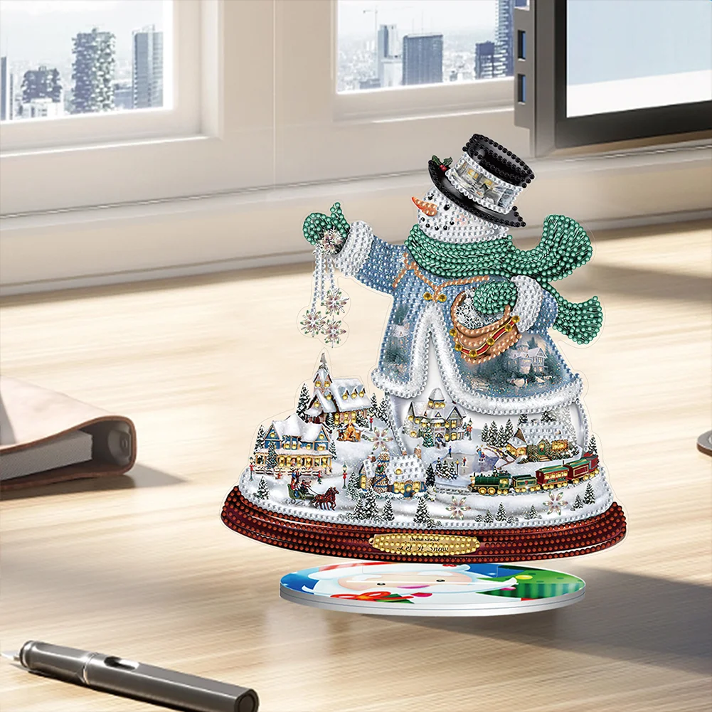 5D DIY Snowman Diamond Xmas Decor Rounded+Shaped Drill Christmas Ornament