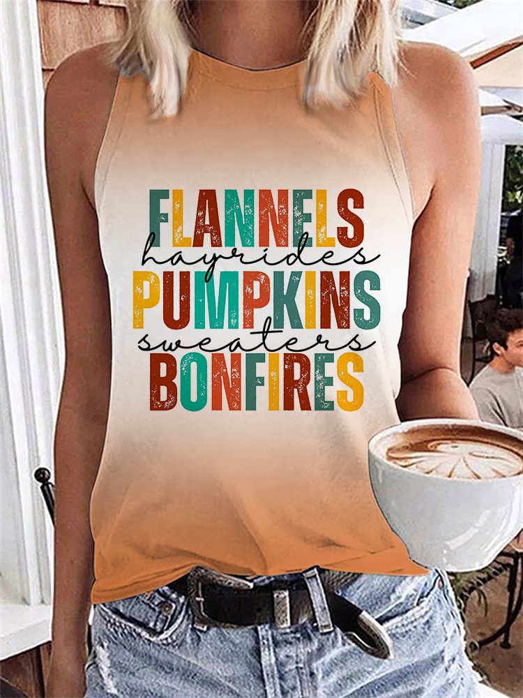 Flannels Pumpkins Bonfires Gradient Tank Top