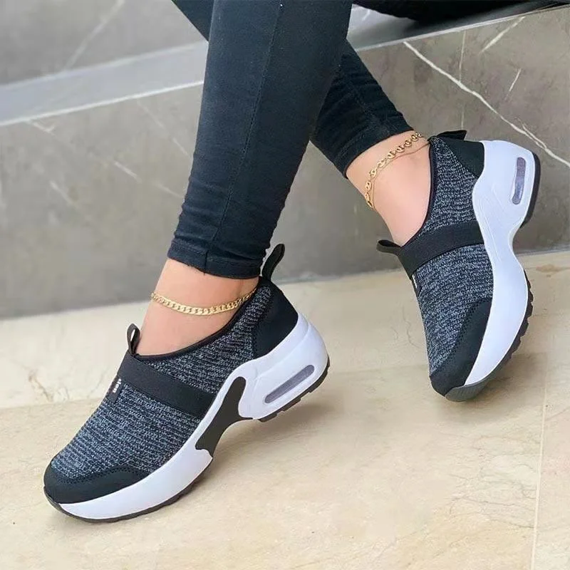 Qengg Women's Shoes 2022 Zapatillas Mujer Fashion Mesh Casual Shoes Platform Wedge Sneakers Plus Size Flat Sports Zapatillas Sneakers