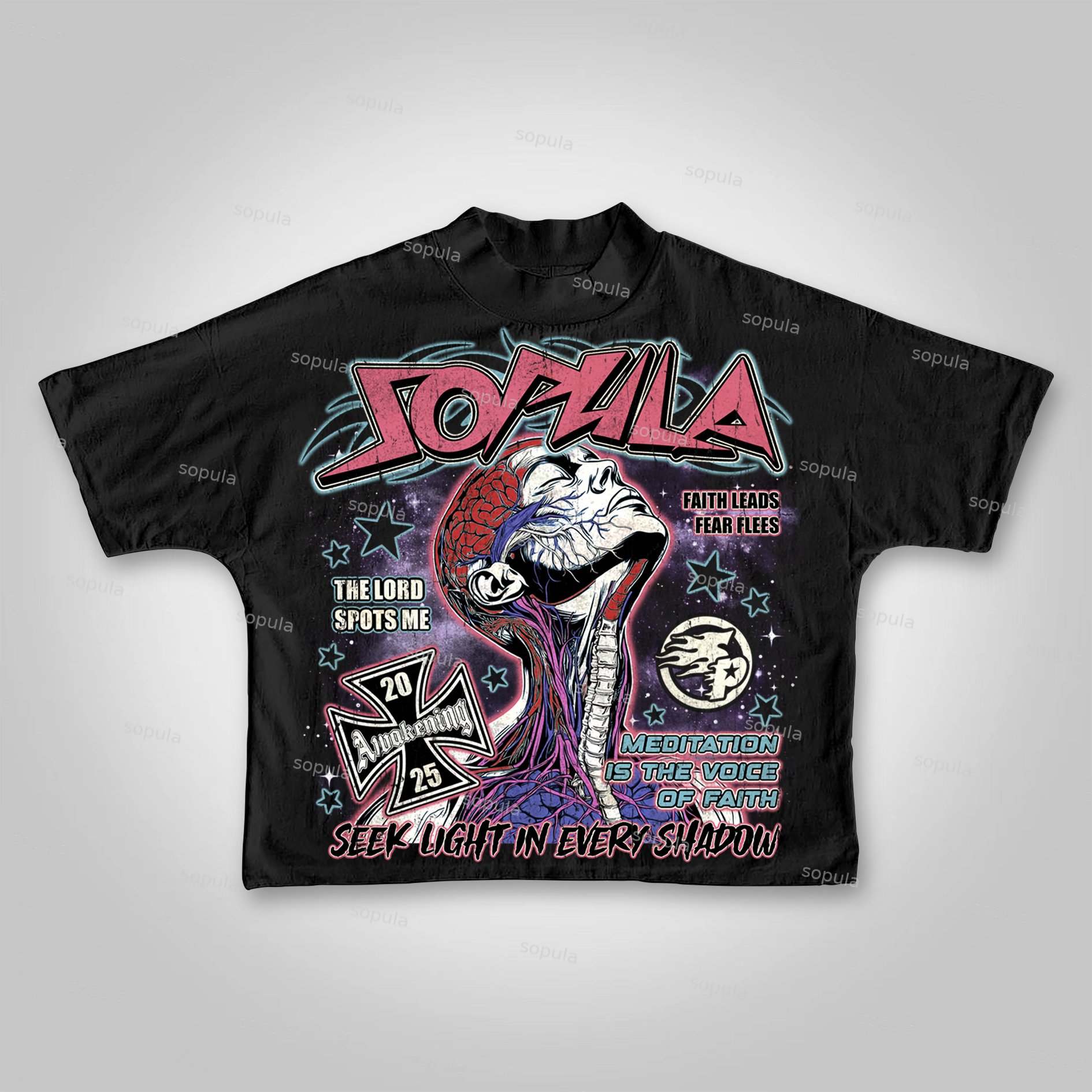 Sopula 2025 Meditation And Faith Vintage Graphics Cropped T-shirts - SOPULA