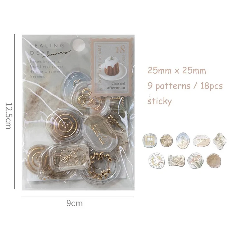 Journalsay 18 Sheets Candy Color Three-dimensional Wax Stamp Sticker