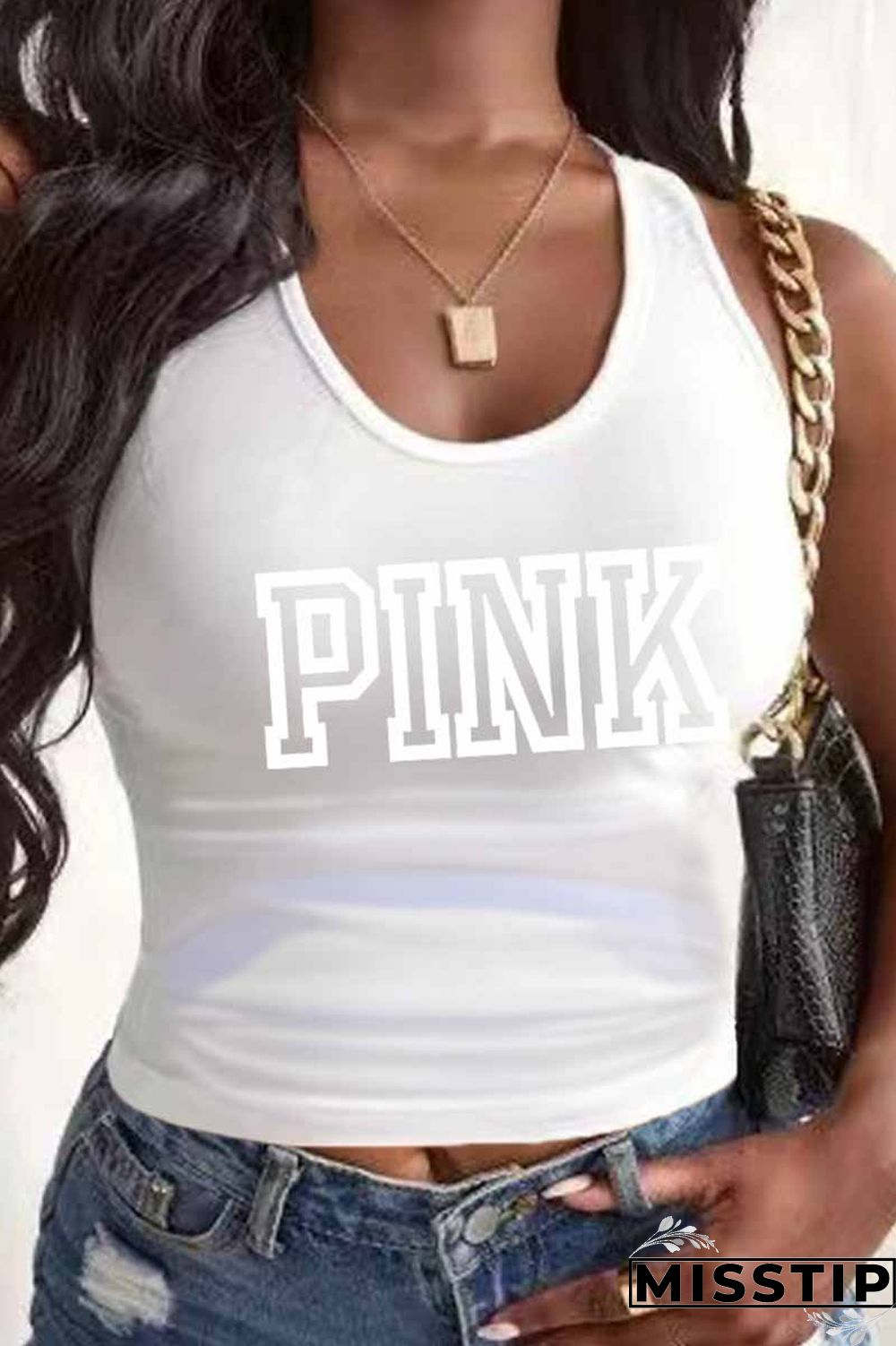 Orange Casual Print Letter U Neck Tops