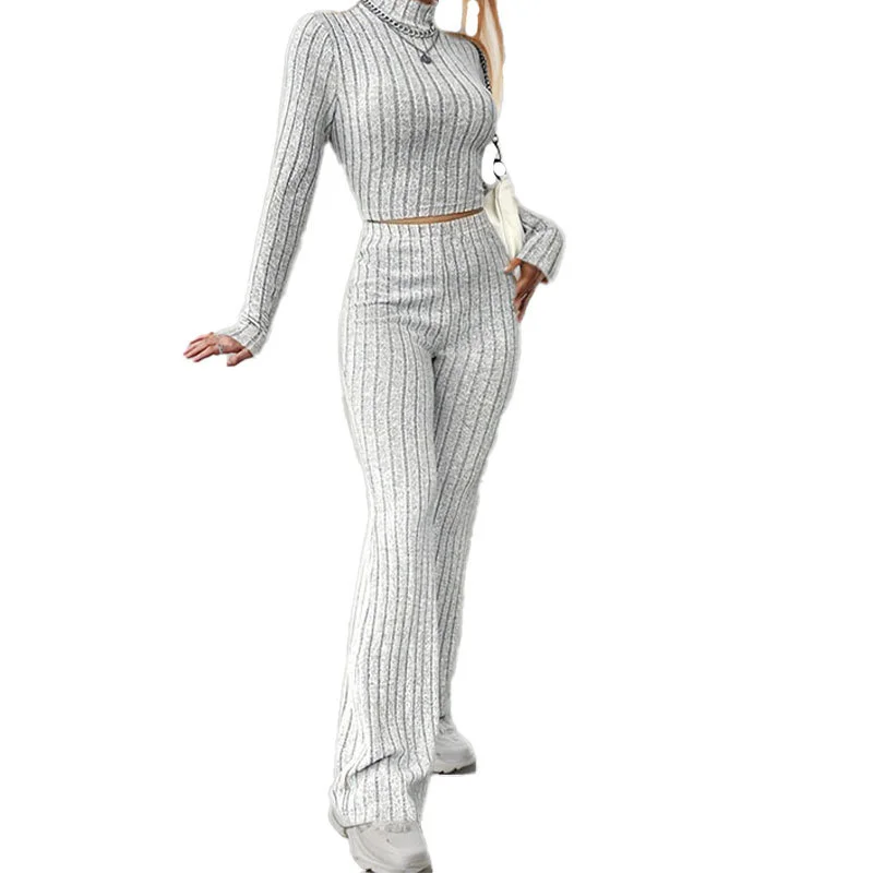 Uveng Uveng 2024 Autumn Suit New Women's Temperament Pure Color Slim Long Sleeve Bell Pants Fashion Suit