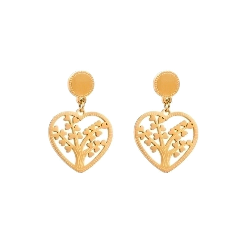 1 Pair Elegant Luxurious Cactus Leaf Heart Shape Hollow Out Inlay 304 Stainless Steel Pearl 18K Gold Plated Drop Earrings