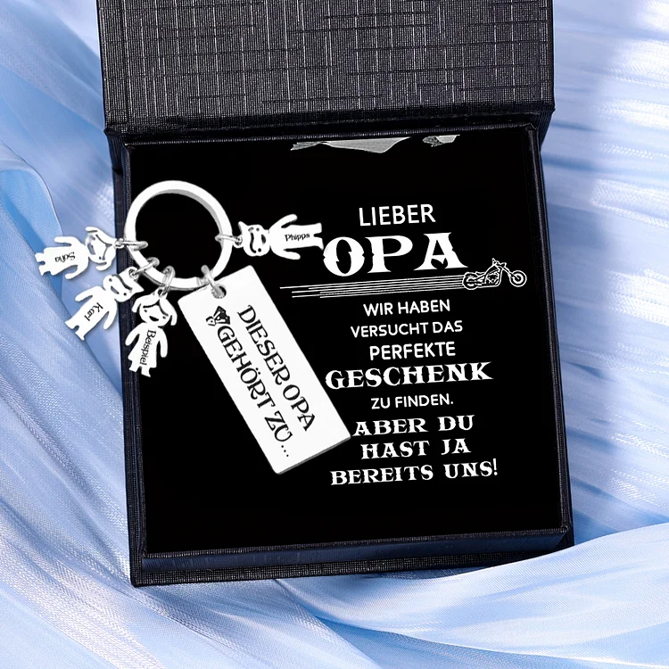 Kettenmachen Personalisierbare 4 Namen Schlüsselanhänger-Dieser Opa gehört zu-Geschenk für Großvater