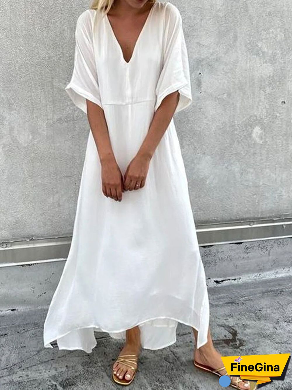 Vintage Print Pattern Loose Dress Button Casual Summer Office Ladies Dress New Beach Short Sleeve V Neck Long Women Dresses