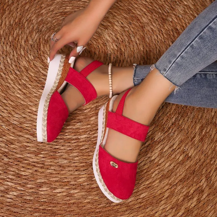Yyvonne Slope Heel Sandals 2025 Summer New Broadband Head Sandals Women's Shoes