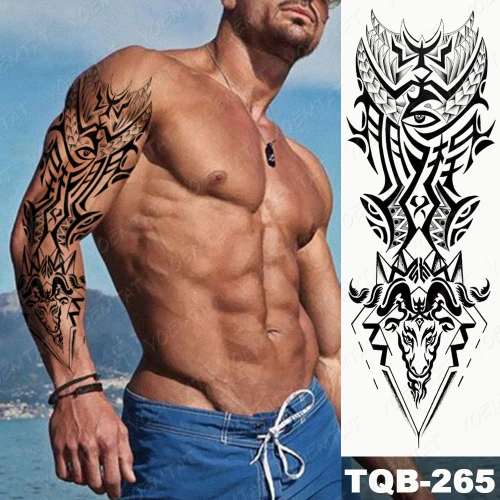 Large Full Arm Sleeve Tattoo Indian Forest Leopard Waterproof Temporary Tatoo Sticker Wild Tribe Men Women Body Art Tatto