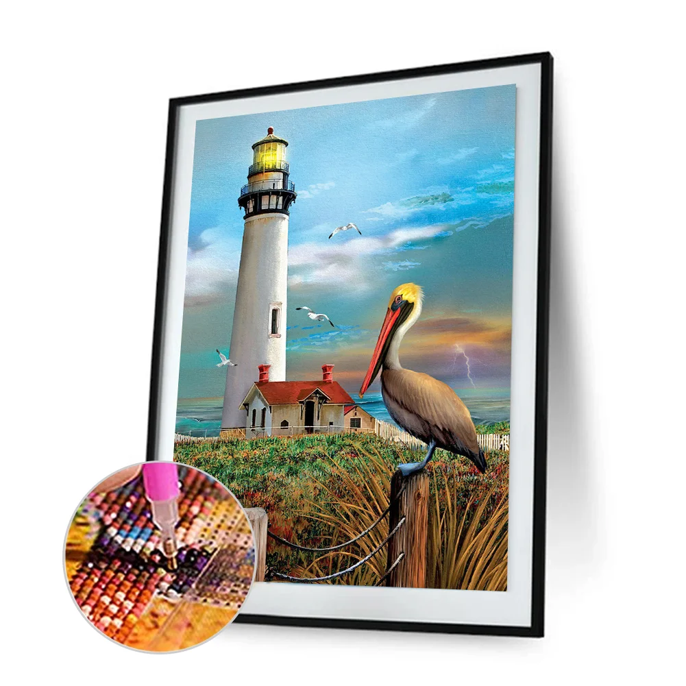 Diamond Painting Beachfront Lighthouse Full Round Drill Picture (A3799)