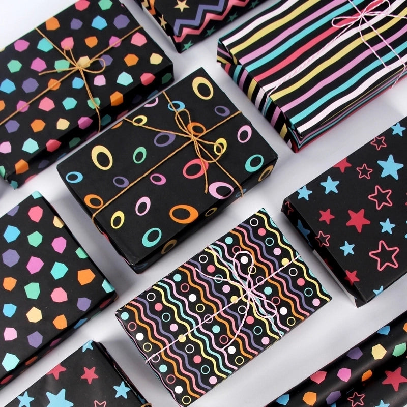 Birthday Retro Star Stripe Paper Party Gift Wrapping Supplies