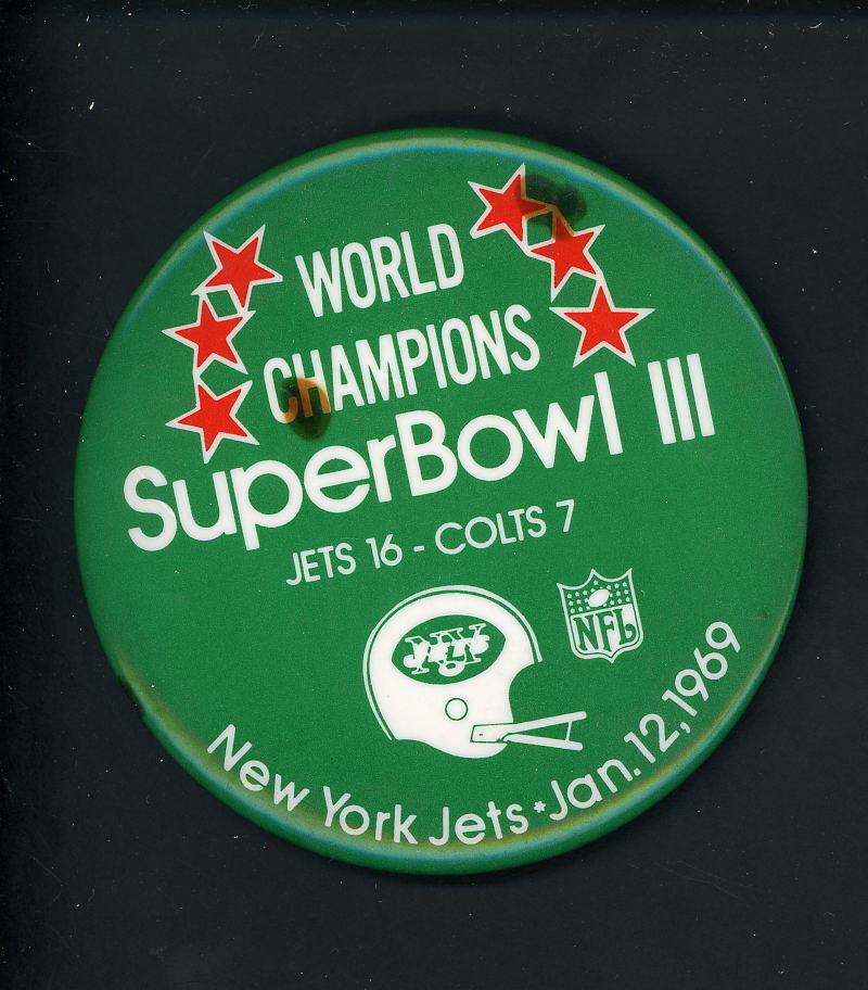 New York Jets Super Bowl III 1969 Photo Poster painting Button