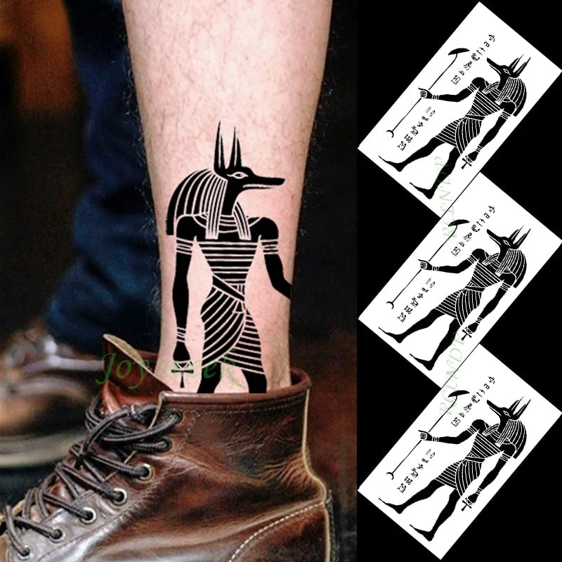 Waterproof Temporary Tattoo Sticker protector of Ancient Egypt Egyptian totem Anubis fake tatto flash tatoo for men women girl