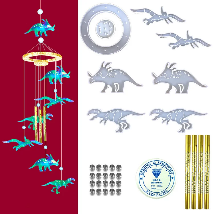 Small Dinosaur Wind Chimes Resin Casting Molds Material Package CrazyMold