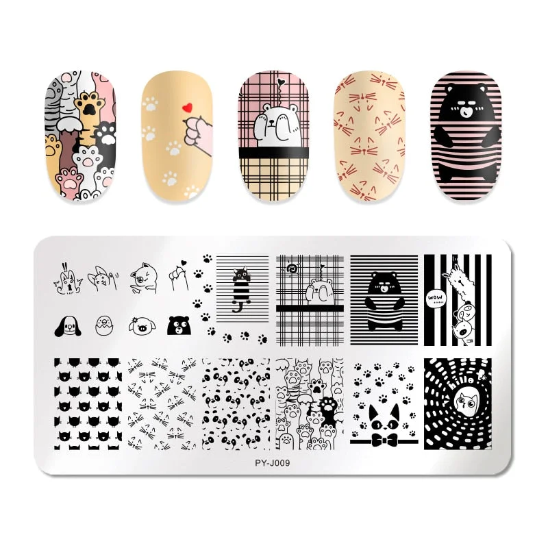 PICT YOU Stamping Plates Kits Striped Line Flowers Stamp Plate Tropical Geometry Lace Halloween Pumpkin Nail  Image Plate-Nail Inspo
