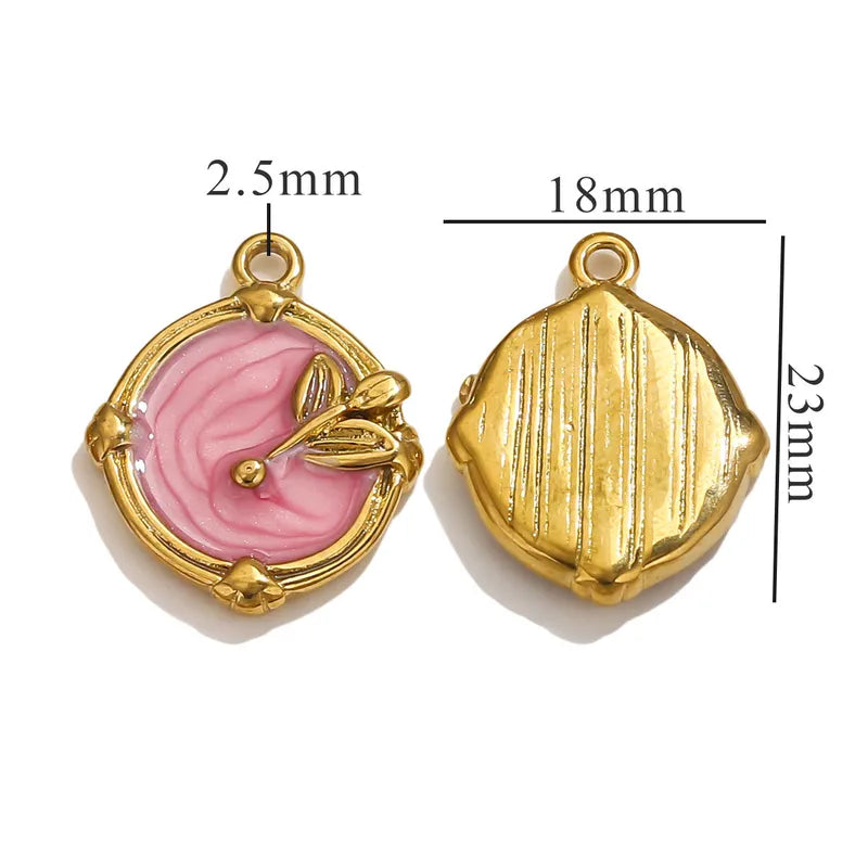 1 Piece 18 * 23mm 19mm 20.5mm 304 Stainless Steel Leaf Rose Flower Pendant Jewelry Accessories