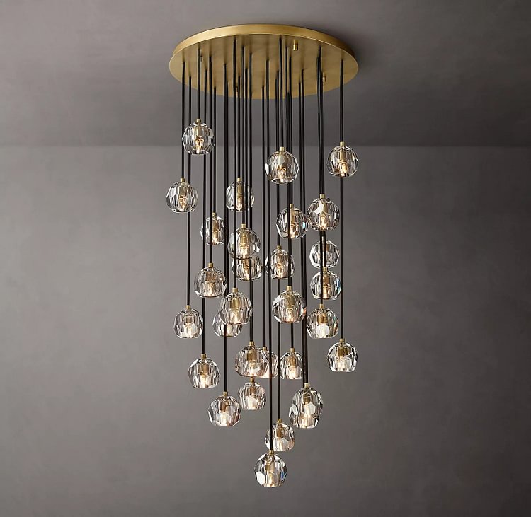 Luxury Boule De Cristal Smoke Glass Ball  Round Cluster Chandelier 30" -Love Word Lighting