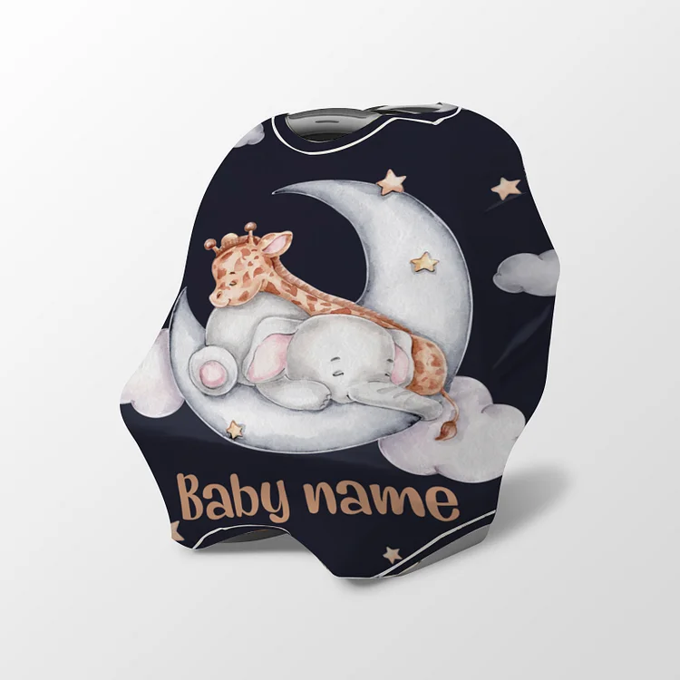 Personalized Sleeping Giraffe Baby Car Seat Canopy| Canopyl204