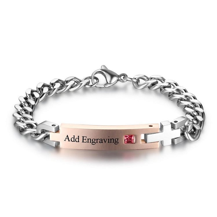 Personalized Stainless Steel Bracelets with Name Engrave & Custom Birthstone, Jewelry Bangles for Women