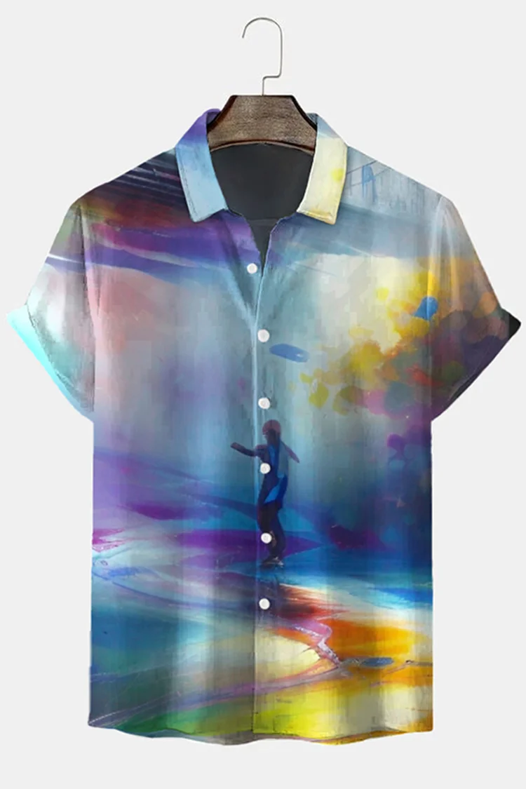 Men's Color Casual Short Sleeve  Shirt