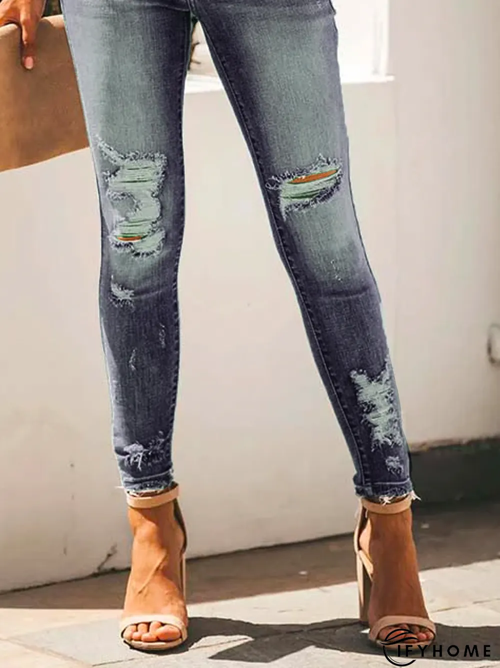 Solid Casual Denim Jeans | IFYHOME