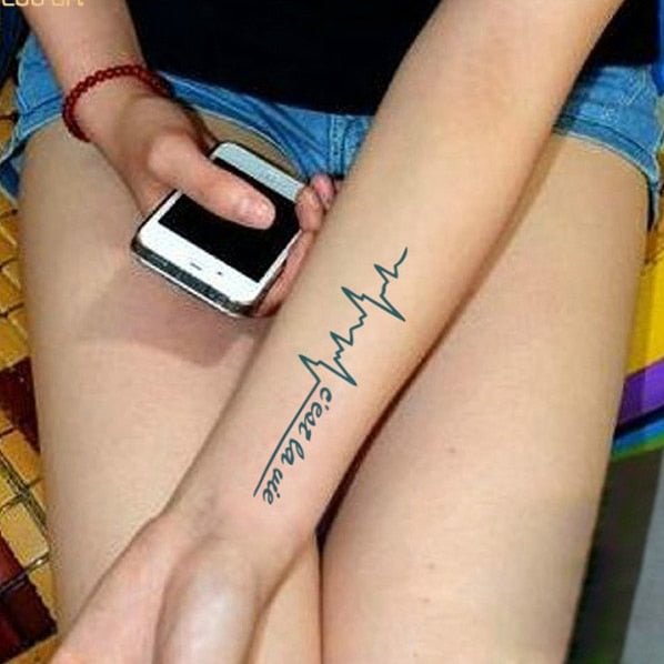 Waterproof Temporary Tattoo Sticker heartbeat wave French it is the life English letter women's tatto flash tatoo fake tattoos