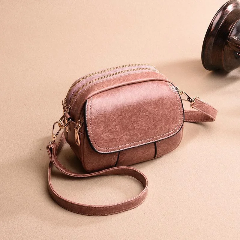 Women's versatile one-shoulder messenger soft leather handbags