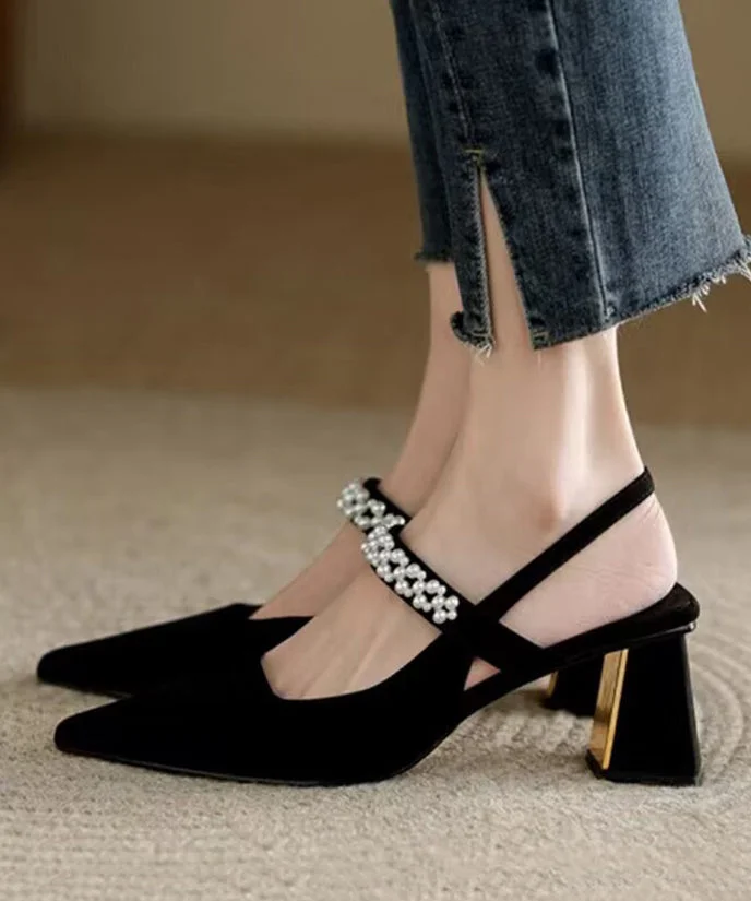 Unique Black Cross Strap High Heel Sandals