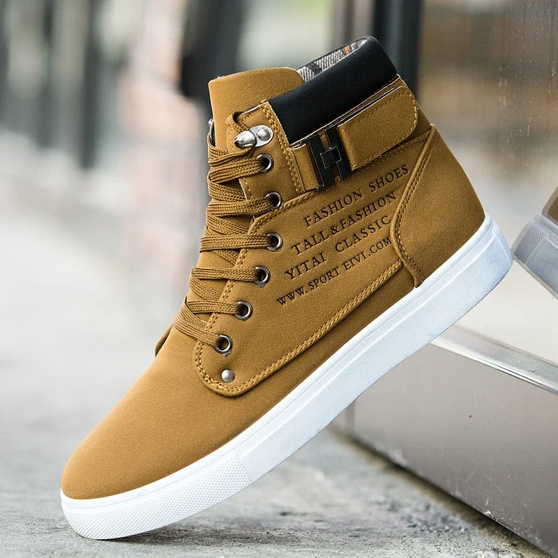 Aonga 2022 spring and autumn frosted leather trend high top men's shoes 47 size retro casual men's boots casual shoes board shoes