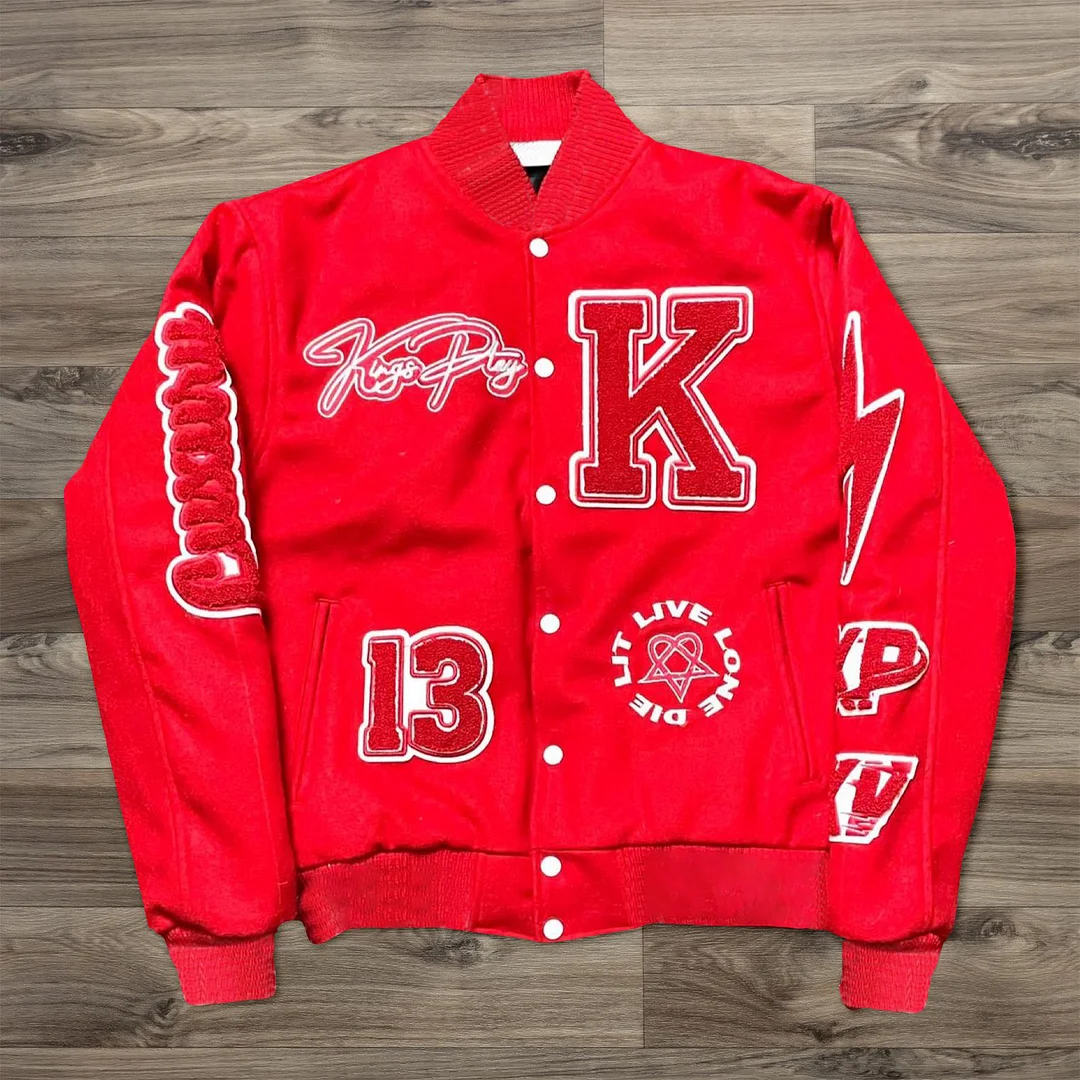 Retro fashion trendy brand printed street sports jackets