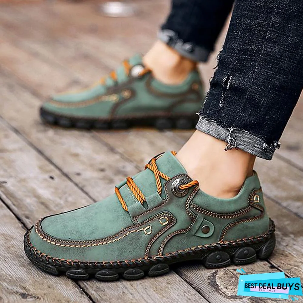 Men's Spring / Fall Casual / British Daily Outdoor Oxfords Hiking Shoes / Walking Shoes Faux Leather Non-Slipping Wear Proof Black / Yellow / Khaki