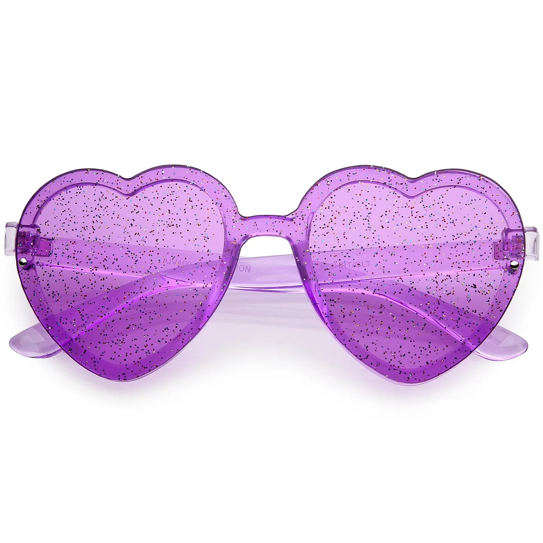 Women's Translucent Rimless Heart glasses Glitter Lens 52mm