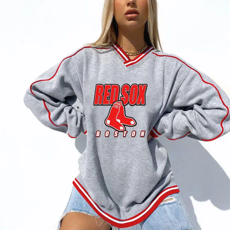 Women's Vintage Support Boston Red Sox Baseball Print Sweatshirt