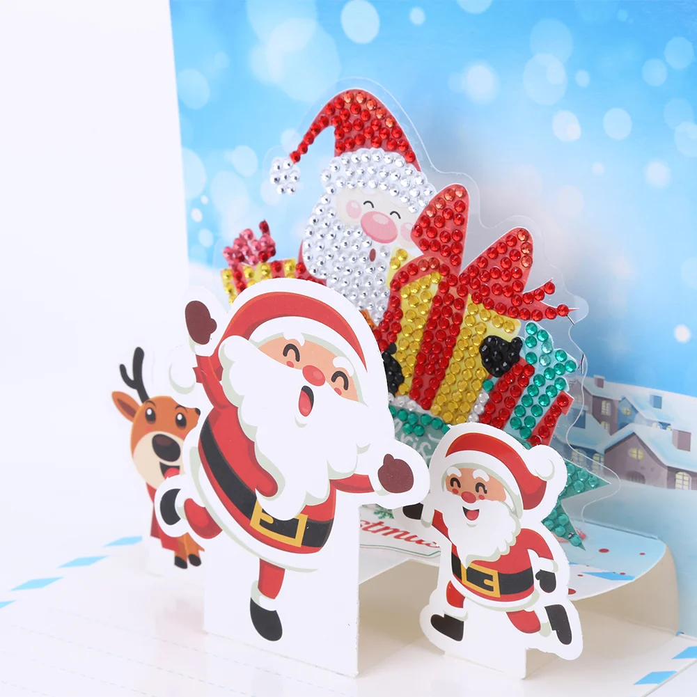 6pcs Diamond Drawing Card Santa Special Shape Gifts for Family Friends and Lover【With White Envelope】