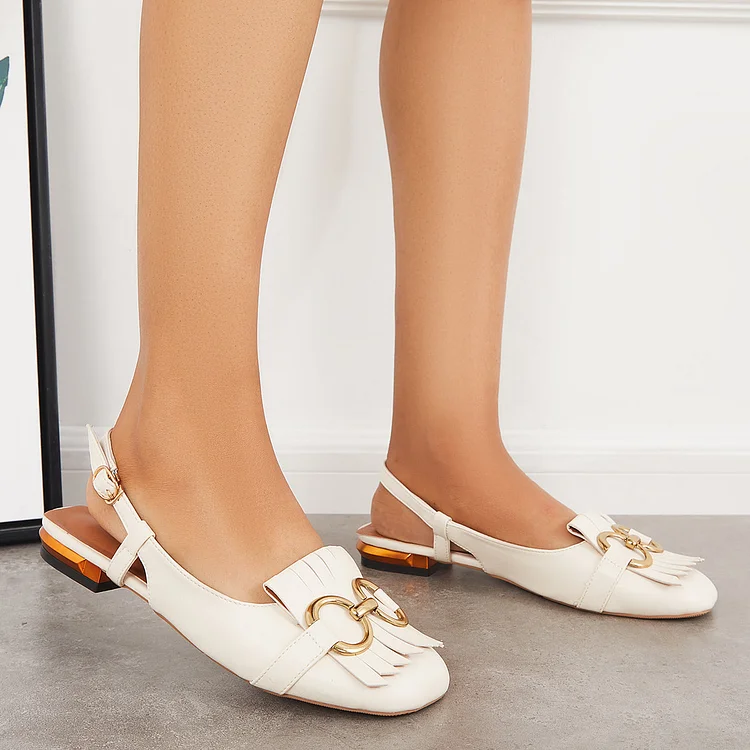 Classic Slingback Pumps Chunky Heel Dress Shoes