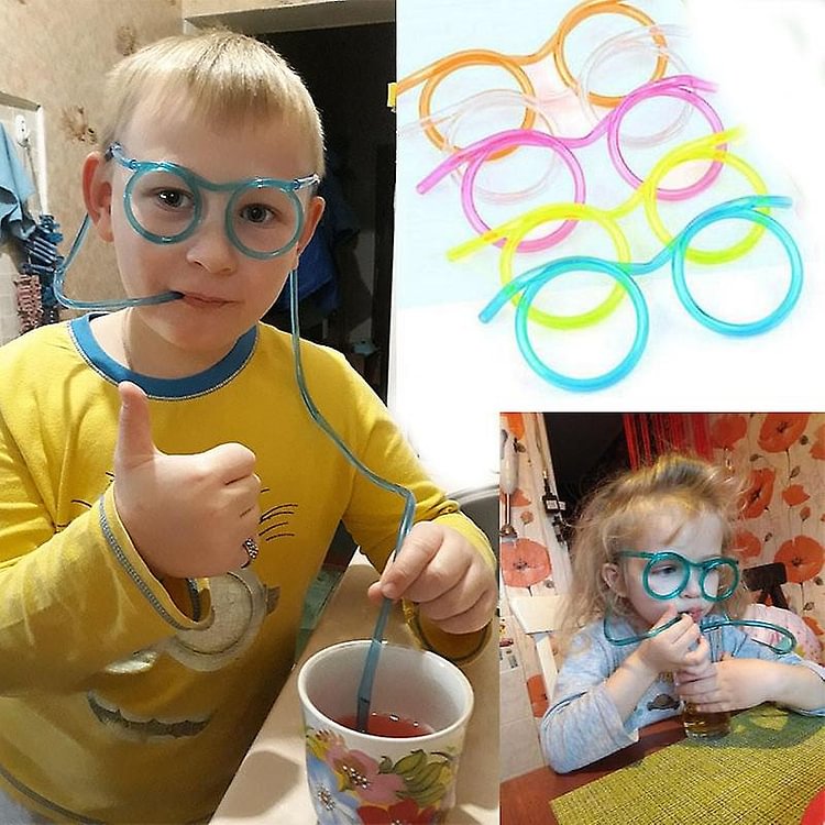 Fun Soft Plastic Glasses Straw Jokes Drinking Toys Kids Baby Birthday Toys Bar Party Supplies