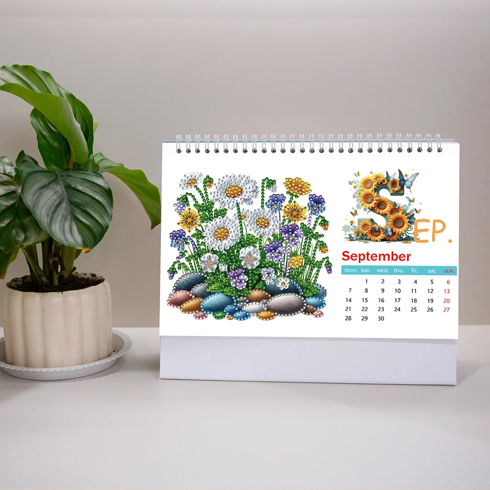 2026 Calendar Diamond Painting Kit DIY Diamond Art Desk Calendar for Home Office
