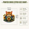 Stamped Cross Stitch Kit for Adults Cherry Blossom Flower Cup Cat 14CT 30x30cm tapestrymarket