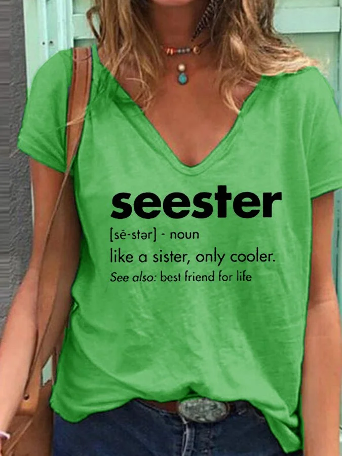 Women's SEESTER Lettered Casual T-shirt