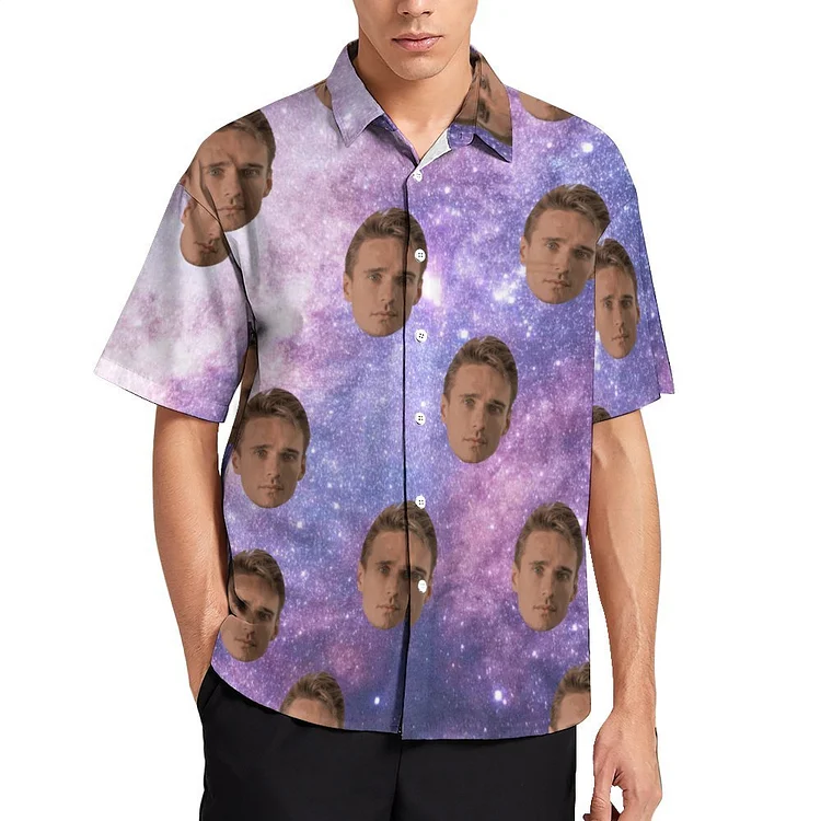 Custom face Starry sky Men's A Short Sleeved Shirt