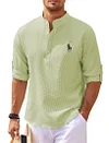 Comfortable textured Henley collar shirt