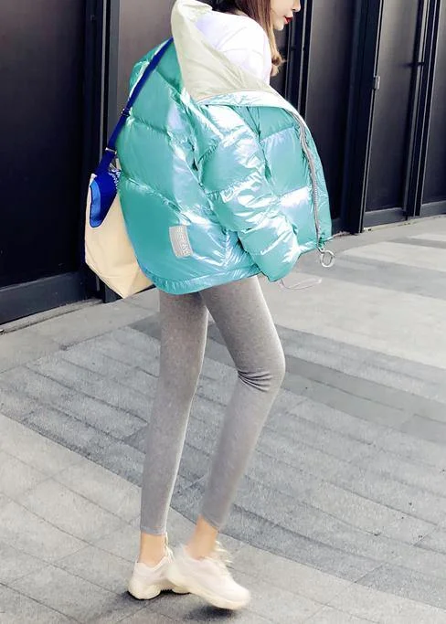 Luxury blue patchwork coat plus size down jacket hooded thick women winter outwear