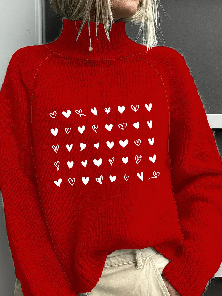 Women's Valentine's Day Cute Heart Casual Knitted Sweater