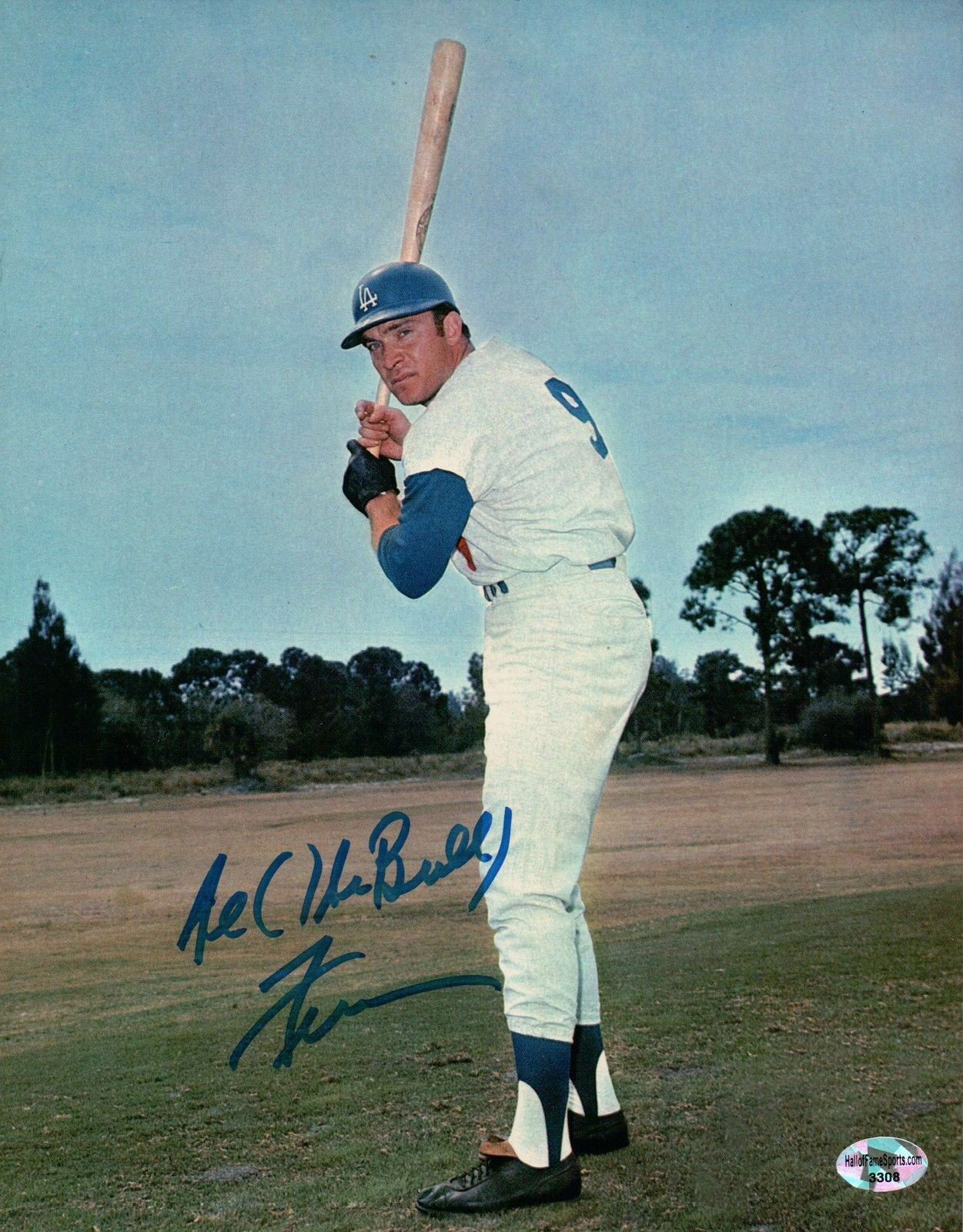 Al (The Bull) Ferrara Signed 8X10 Photo Poster painting Autograph Dodgers Field Two Line Left