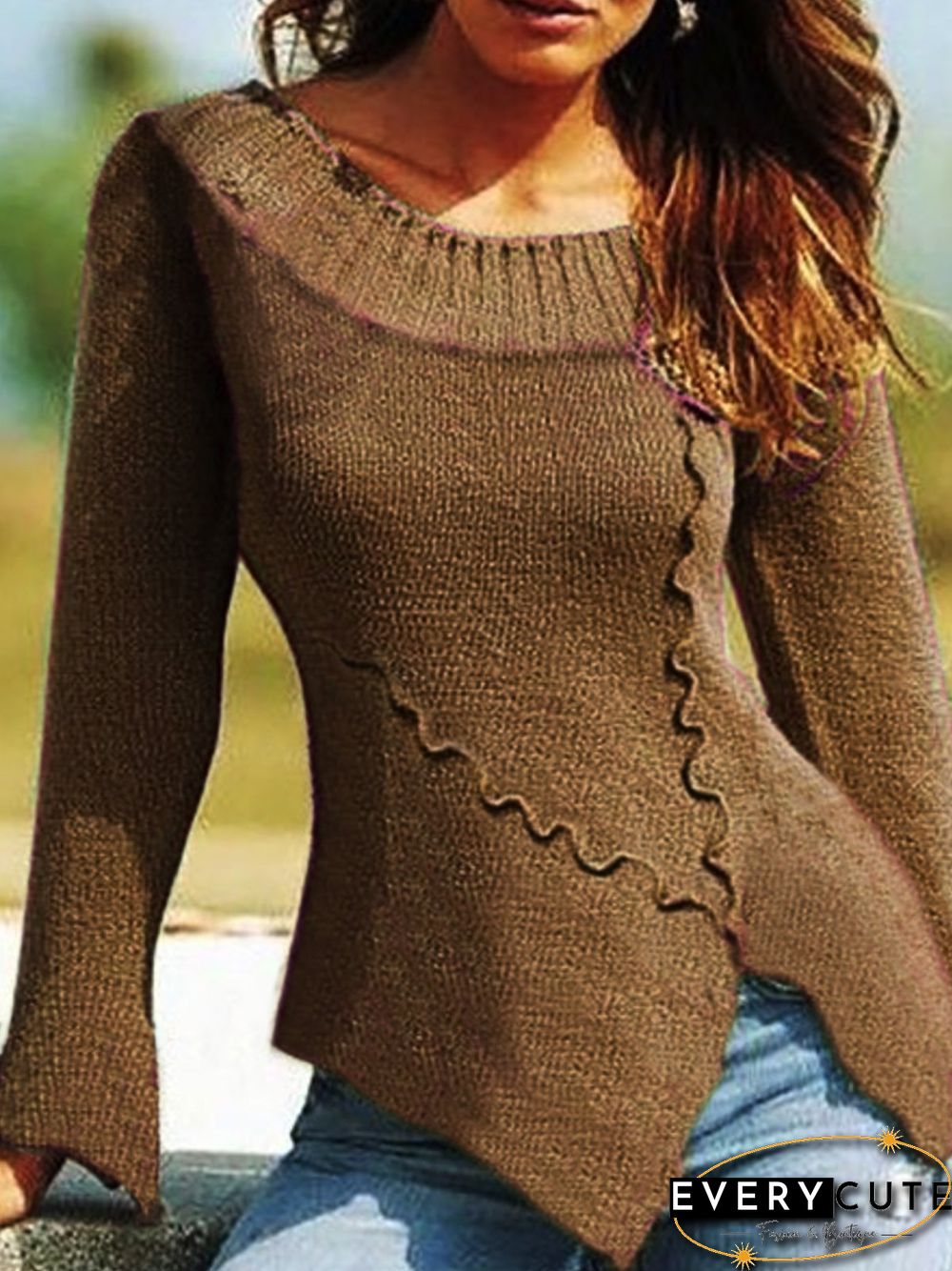 European and American large size retro casual irregular sweater