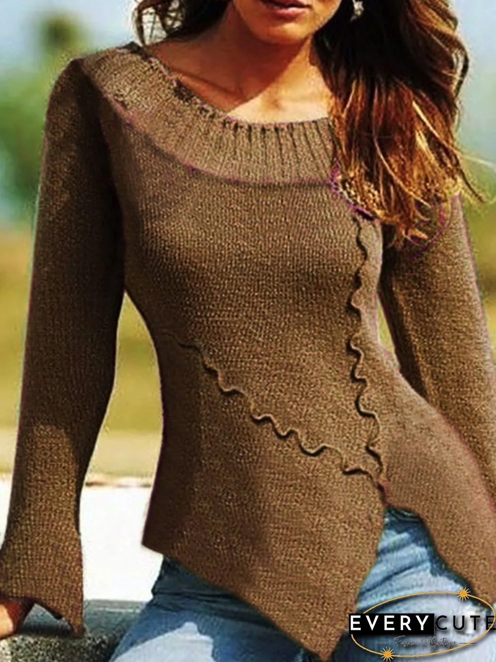 European and American large size retro casual irregular sweater