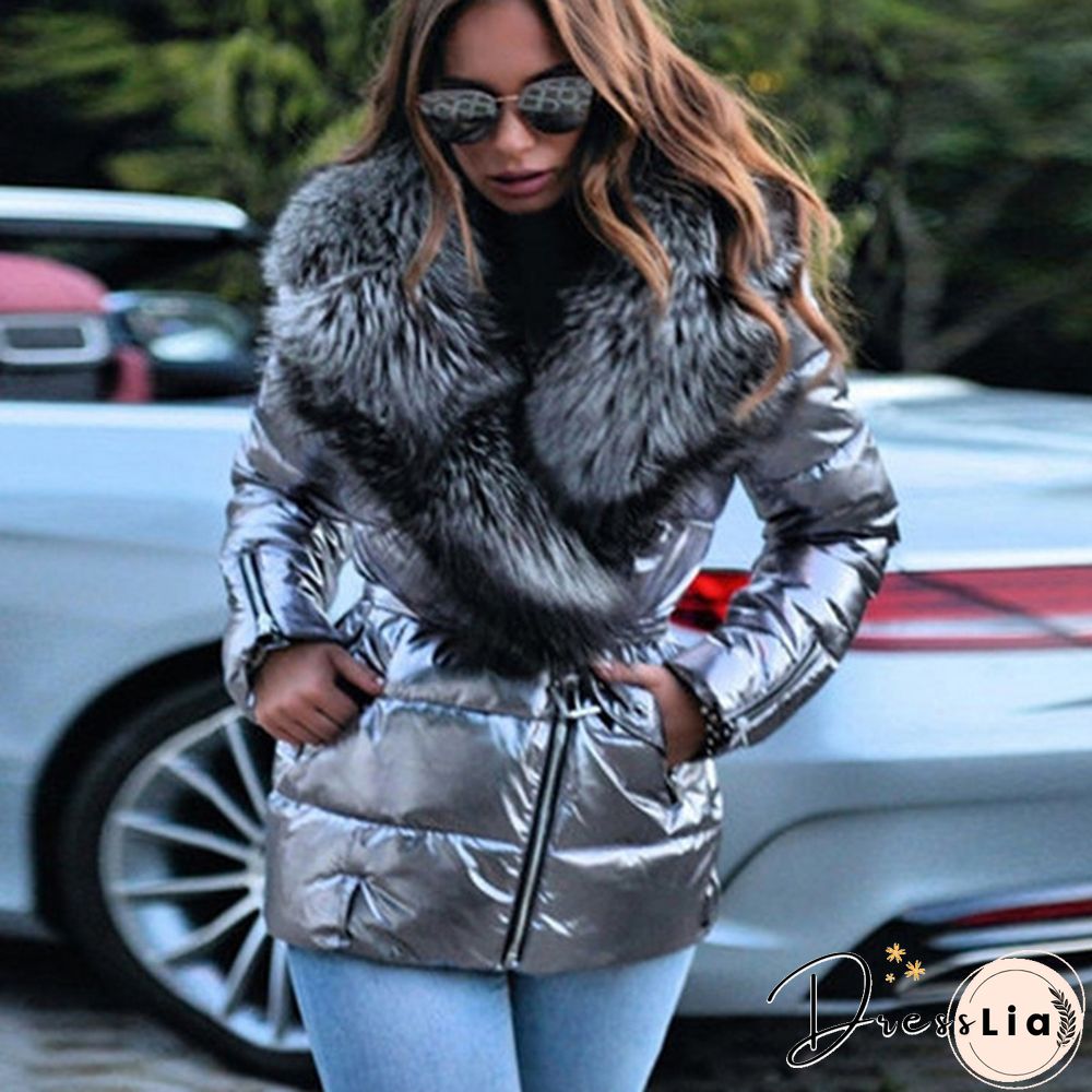 Women Winter Coats and Jackets Zipper Up Hooded Coat Faux Fur Winter Autumn Jackets for Female Plus Size Fashion Thick Outwear