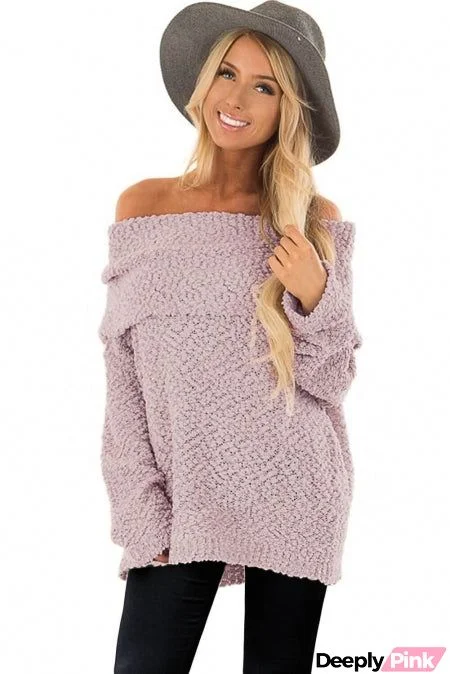 Pink Off The Shoulder Comfy Sweater