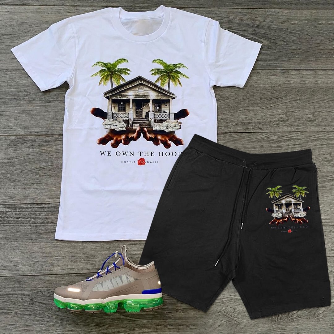  Printed short sleeve casual sports suit