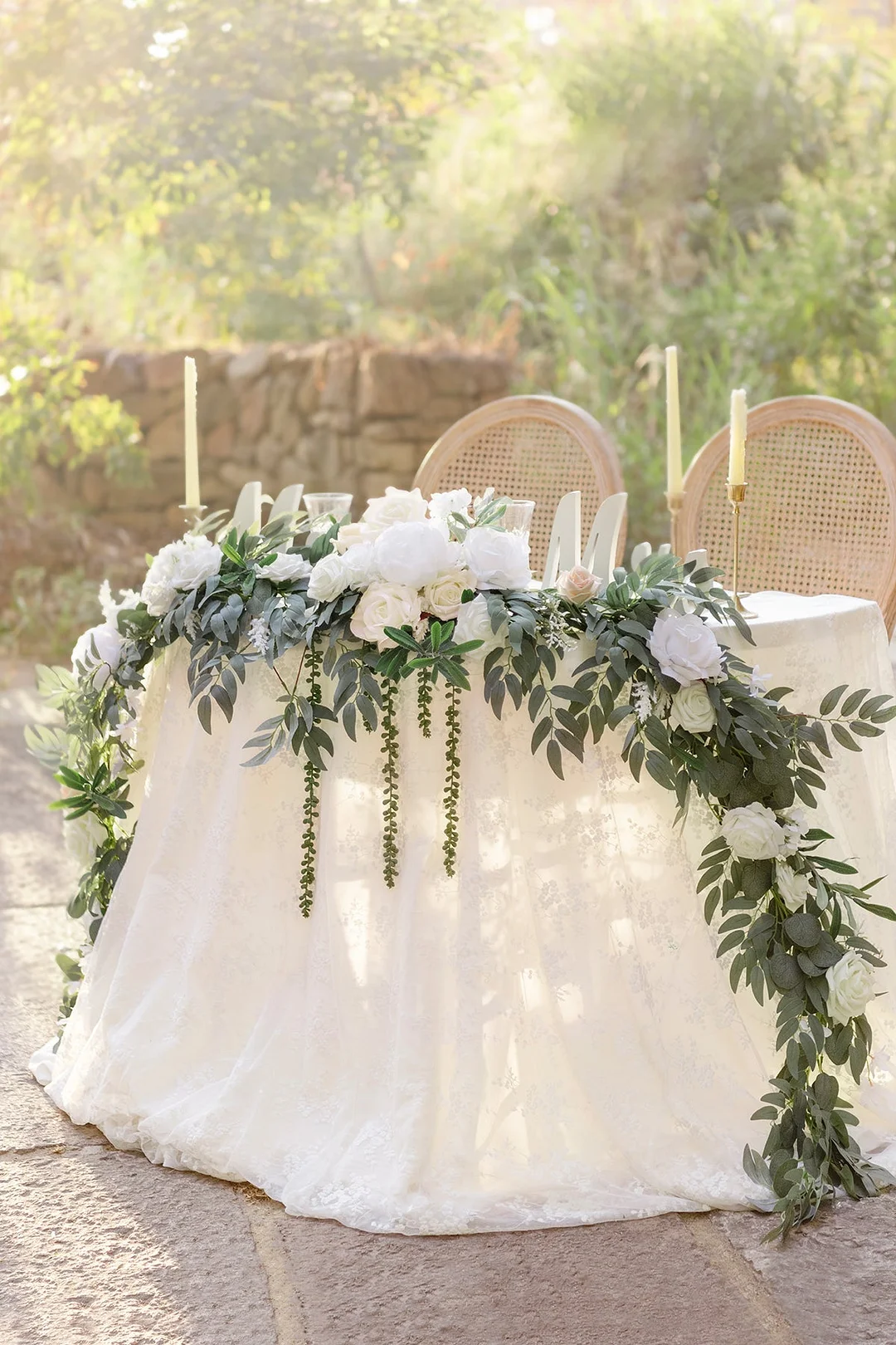 Head Table Flower Garland in White & Sage
