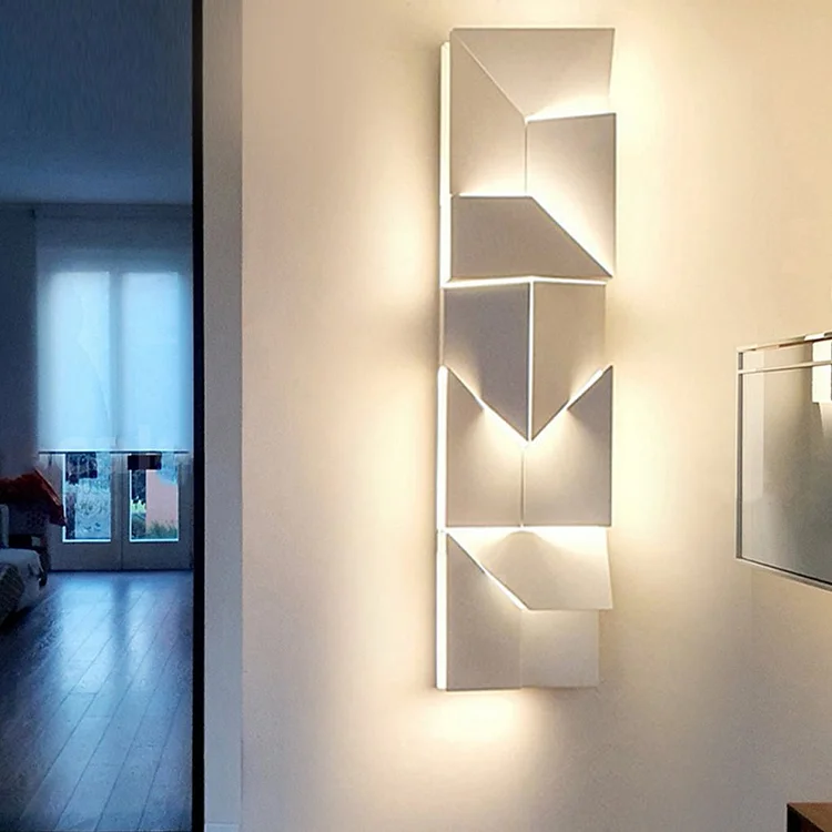 Nordic Minimalist Art Geometric Design Stepless Dimming LED Wall Lamp for Living Room - Appledas